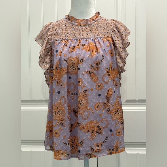 Maison D’Amelie Tops - Maison d’ Amélie Floral Ruffle Sleeve Blouse Size S